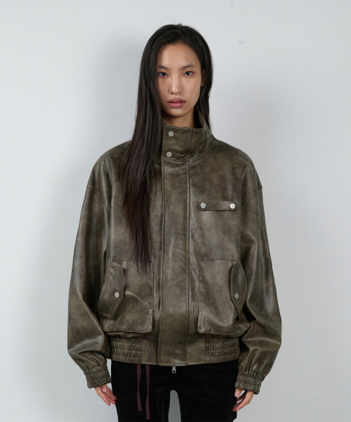 RUGGED LEATHER JACKET BROWN