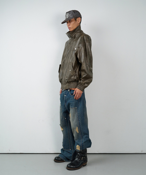 RUGGED LEATHER JACKET BROWN