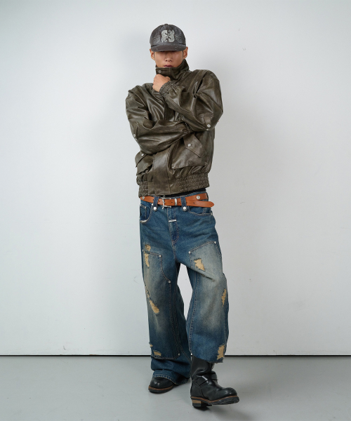 RUGGED LEATHER JACKET BROWN