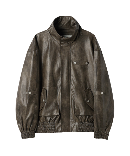 RUGGED LEATHER JACKET BROWN
