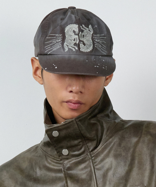 TWIN HORSE BALL CAP CHARCOAL