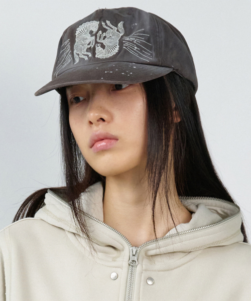 TWIN HORSE BALL CAP CHARCOAL
