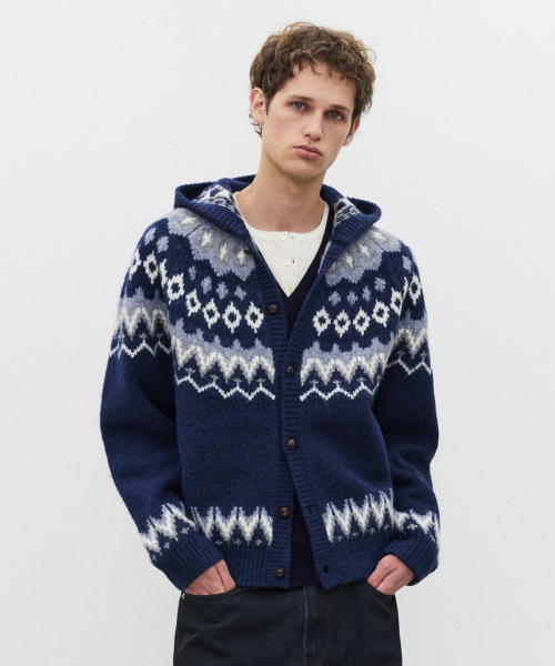 Nordic wool hoodie knit Navy