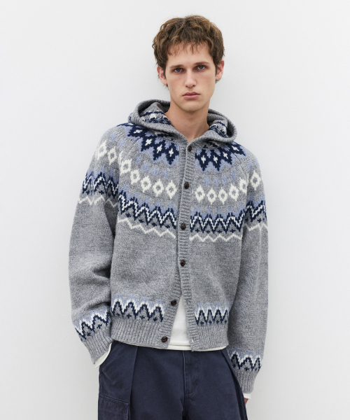 Nordic Wool Hooded Knit In Melange