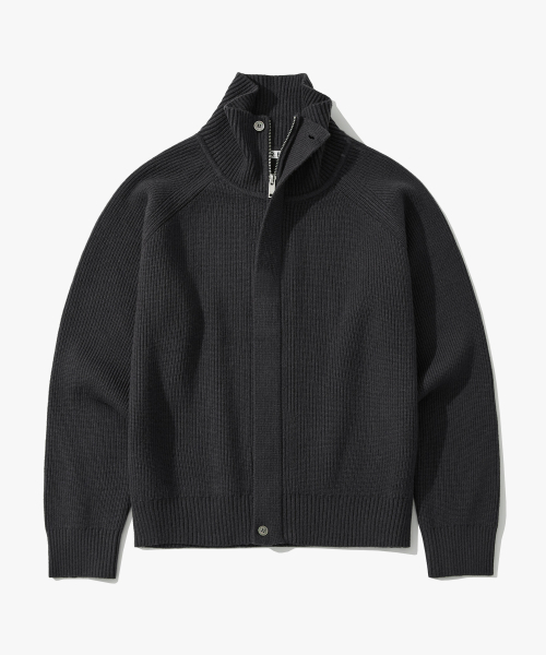 Crop High-Neck Knit Zip-Up - 3 COLOR