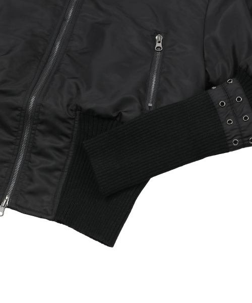 ORVEN EYELET CROPPED BOMBER JACKET