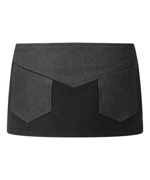 ZEVEN SET-UP DENIM PANEL ZIP LAYERED SKIRT