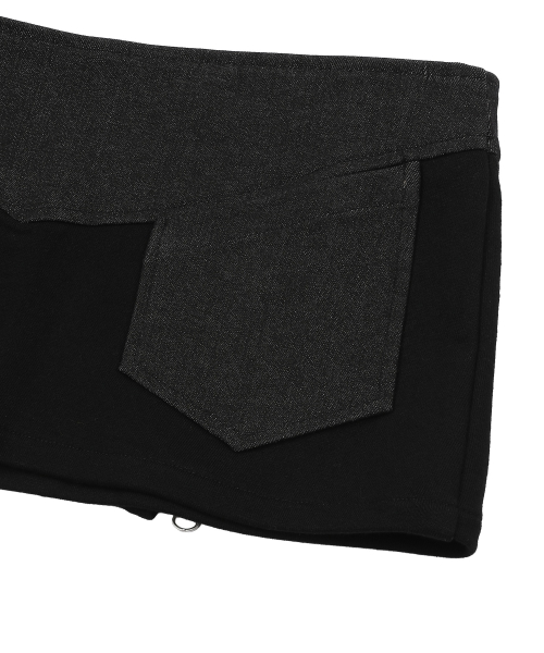 ZEVEN SET-UP DENIM PANEL ZIP LAYERED SKIRT