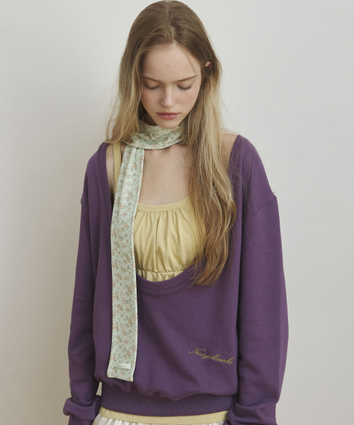Soft Rose Floral Long Scarf_Mint
