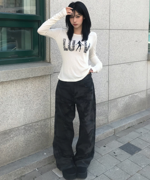 RL EYELET BASIC PANTS(CAMO)