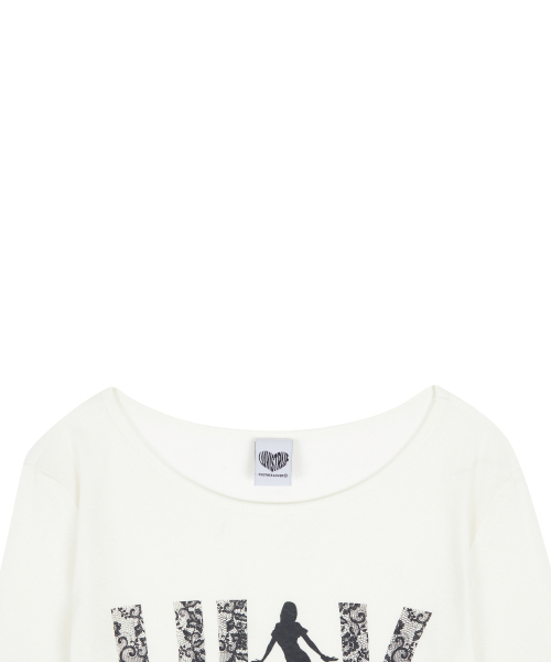 RL LACE LUV SLEEVE TEE(IVORY)