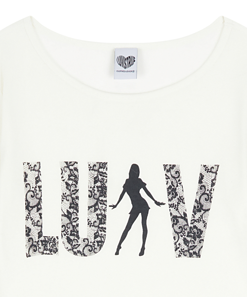RL LACE LUV SLEEVE TEE(IVORY)