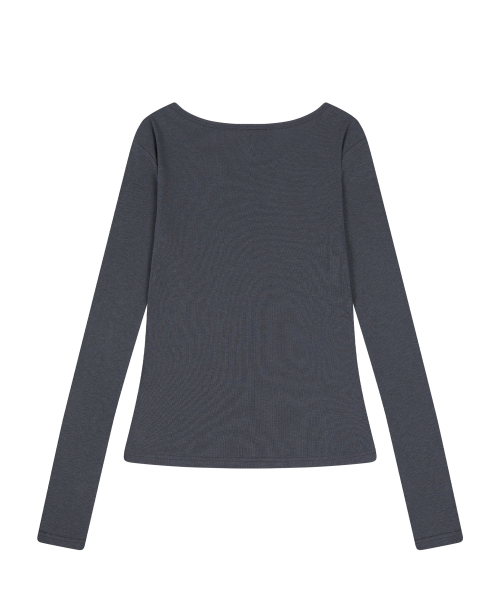 RL LACE LUV SLEEVE TEE(CHARCOAL)