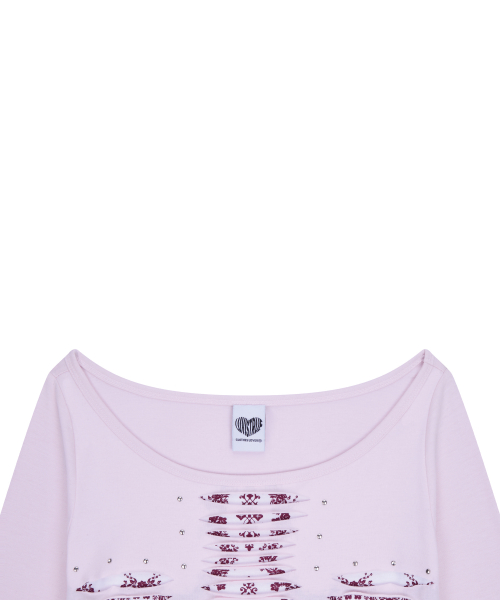 RL CROSS CUT OUT TEE(PINK)