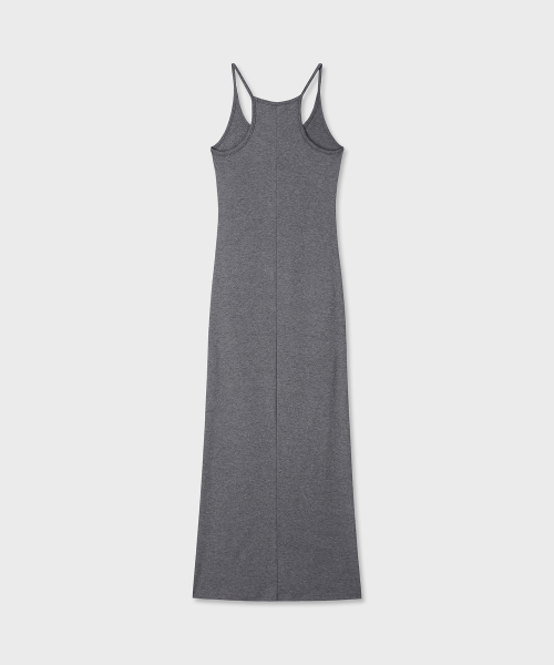 SIDE SHIRRING SLEEVELESS MAXI DRESS (CHARCOAL)