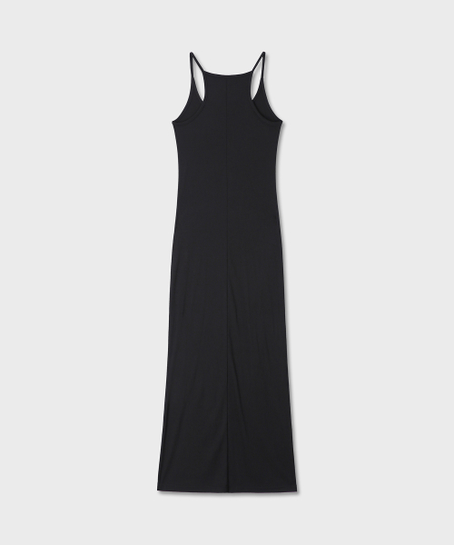 SIDE SHIRRING SLEEVELESS MAXI DRESS (BLACK)