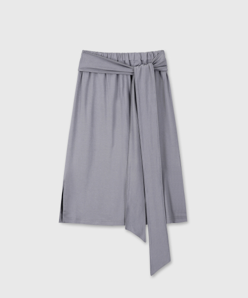 SWEAT TIE MIDI SKIRT (GRAY)