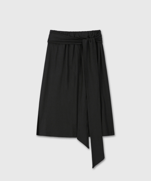 SWEAT TIE MIDI SKIRT (BLACK)