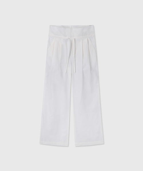 FOLDING COTTON WIDE PANTS (WHITE)