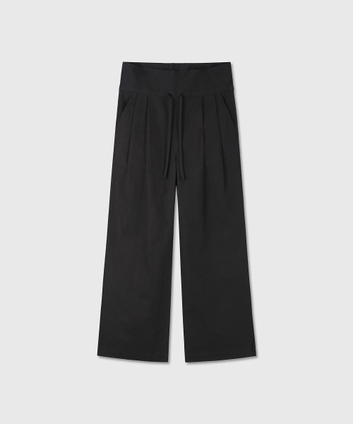 FOLDING COTTON WIDE PANTS (BLACK)