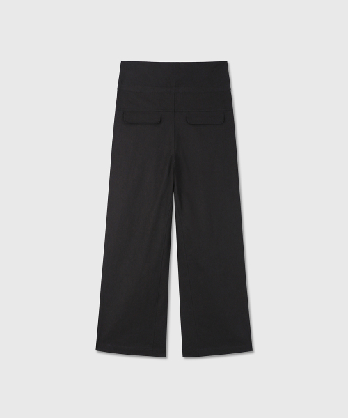 FOLDING COTTON WIDE PANTS (BLACK)