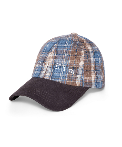 MATIN CONTRAST BRIM CHECK BALL CAP IN BROWN