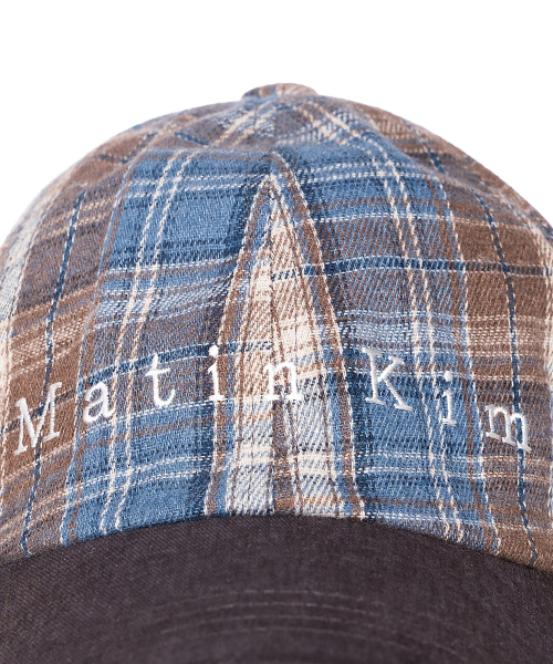 MATIN CONTRAST BRIM CHECK BALL CAP IN BROWN