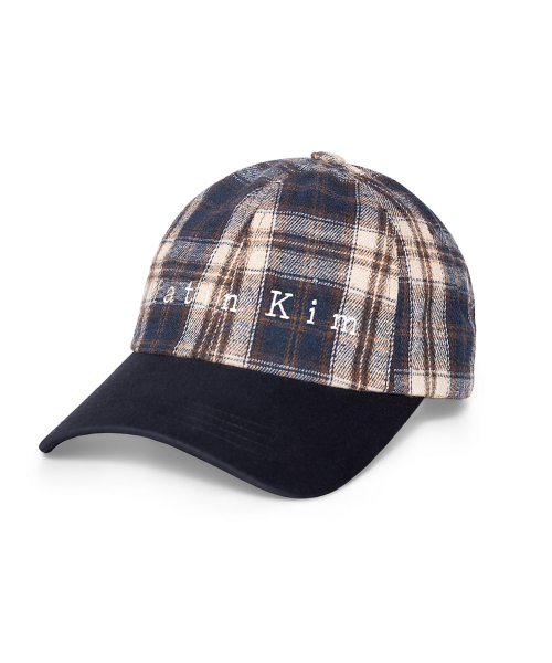 MATIN CONTRAST BRIM CHECK BALL CAP IN NAVY
