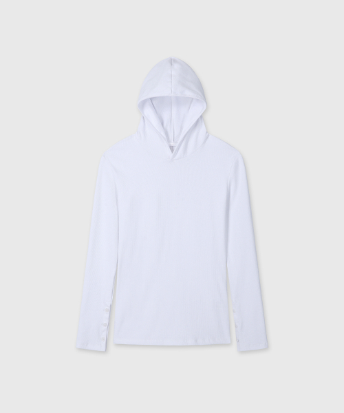 SLIM FIT RIBBED HOODIE (WHITE)