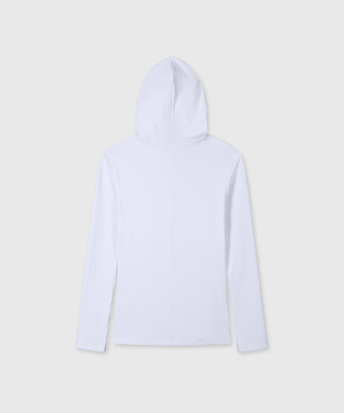 SLIM FIT RIBBED HOODIE (WHITE)
