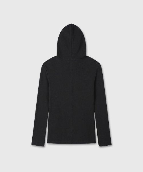 SLIM FIT RIBBED HOODIE (BLACK)
