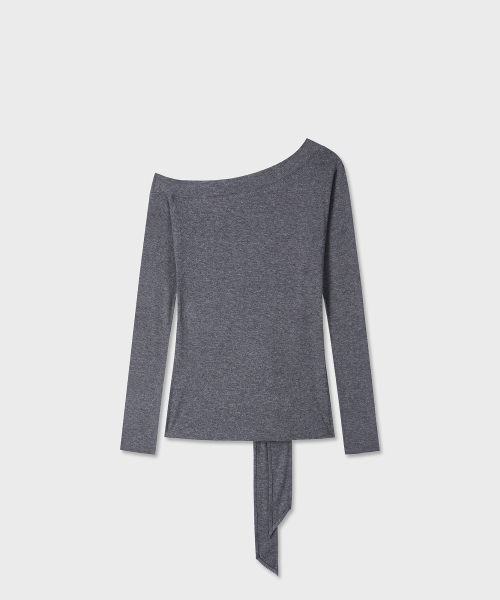 BELTED ONE SHOULDER LONG SLEEVE (GRAY)