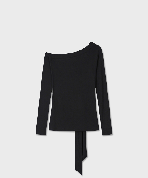 BELTED ONE SHOULDER LONG SLEEVE (BLACK)