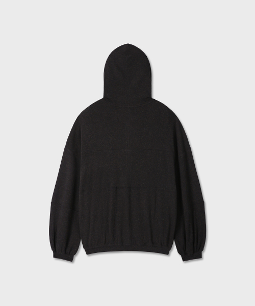 ANGORA SOFT HOOD ZIP-UP (BLACK)