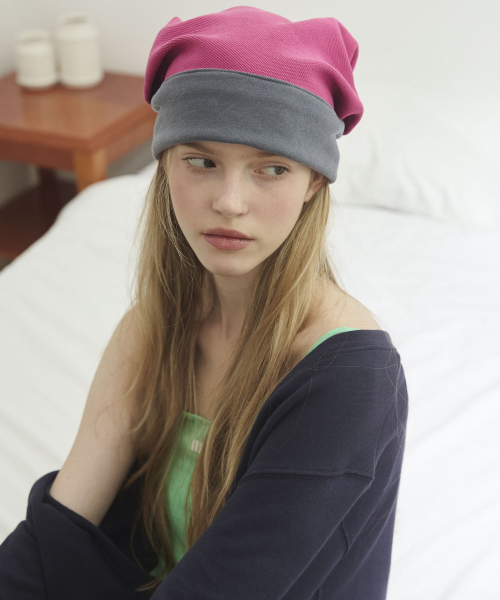 Reversible Two-Tone Beanie Hats - Blue Gray