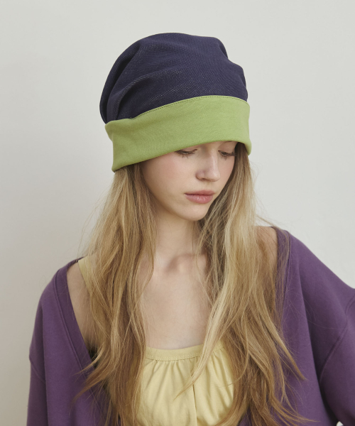 Reversible Two-Tone Beanie Hats - Green