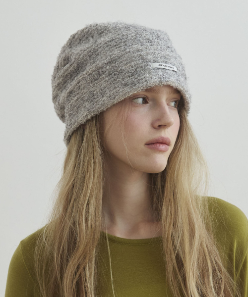 Cozy FLUFFY wool Knit Beanie Hats_Gray