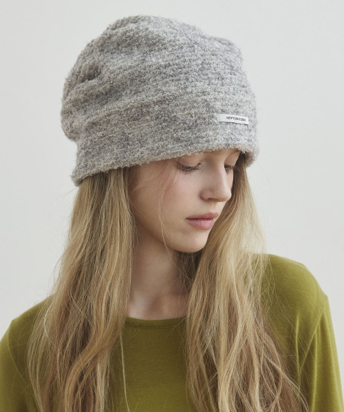 Cozy FLUFFY wool Knit Beanie Hats_Gray