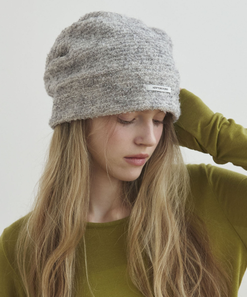 Cozy FLUFFY wool Knit Beanie Hats_Gray
