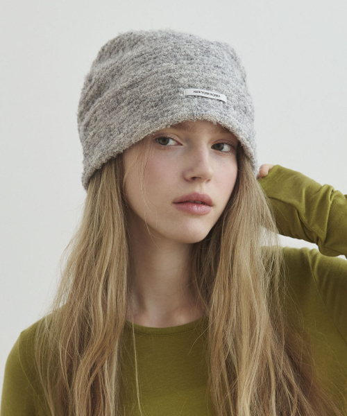 Cozy FLUFFY wool Knit Beanie Hats_Gray