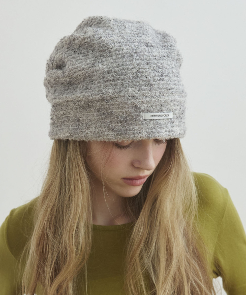 Cozy FLUFFY wool Knit Beanie Hats_Gray