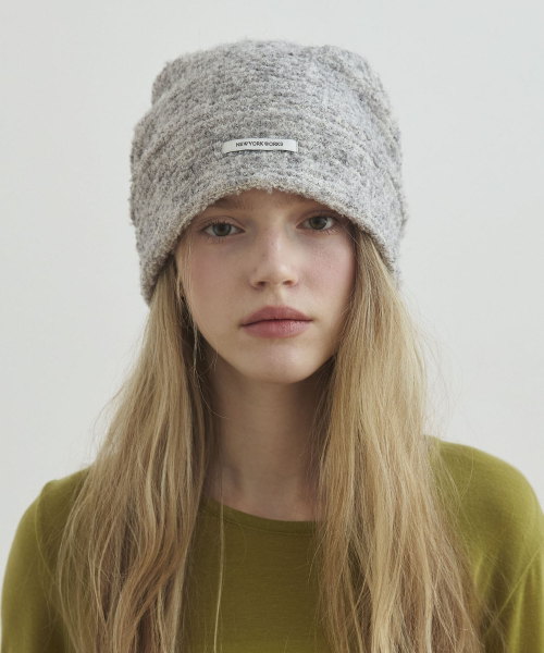 Cozy FLUFFY wool Knit Beanie Hats_Gray