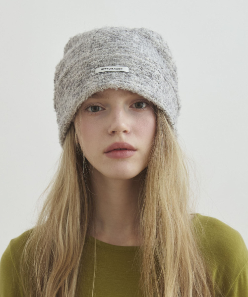 Cozy FLUFFY wool Knit Beanie Hats_Gray