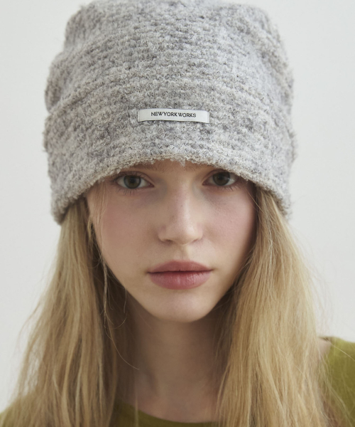 Cozy FLUFFY wool Knit Beanie Hats_Gray