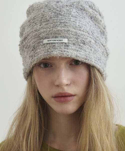 Cozy FLUFFY wool Knit Beanie Hats_Gray