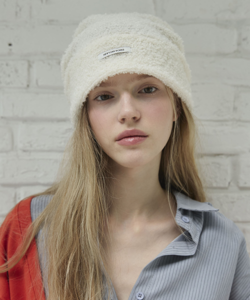 Cozy FLUFFY Knit Beanie Hats_Ivory