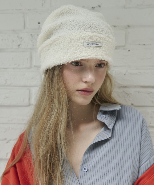 Cozy FLUFFY Knit Beanie Hats_Ivory