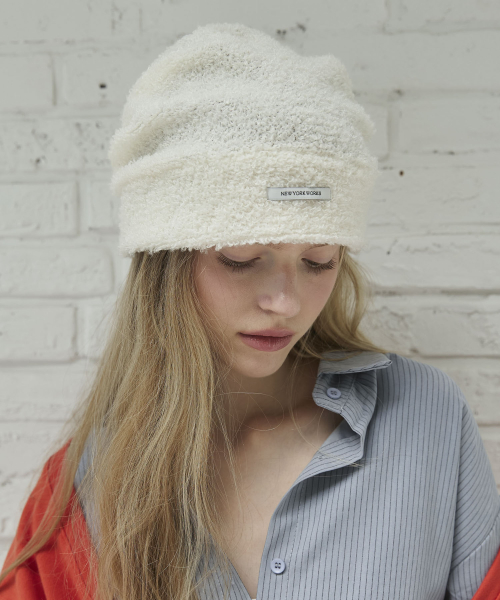 Cozy FLUFFY Knit Beanie Hats_Ivory