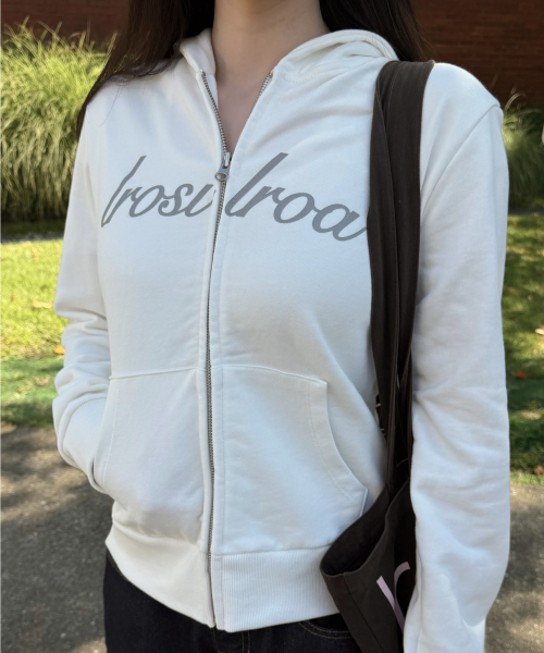 IR Lettering Slim Hoodie Zip-up (Plum)