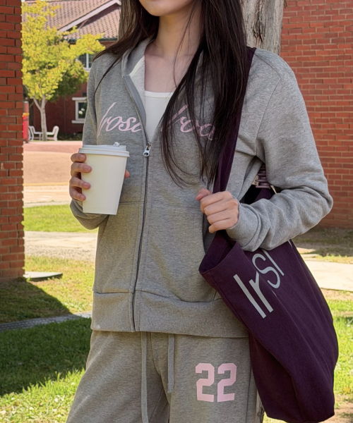 IR Lettering Slim Hoodie Zip-up (Plum)